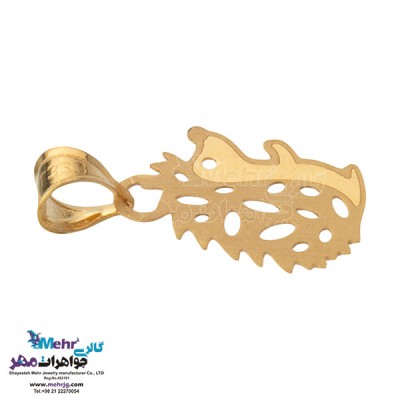 نمای دوم نیم ست طلا - آویز و گوشواره - طرح جوجه تیغی