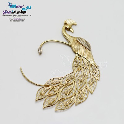 نمای دوم گوشواره لاله گوشی طلا - طرح طاووس