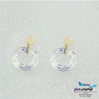 نمای دوم گوشواره طلا - سنگ سواروسکی رینگ