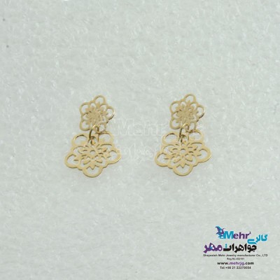 نمای دوم گوشواره طلا - طرح گل پنج پر