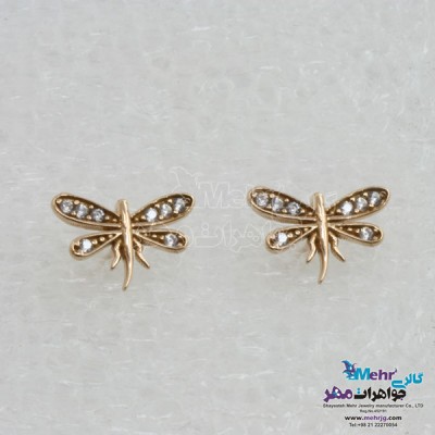 نمای دوم گوشواره طلا - طرح سنجاقک