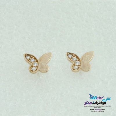 نمای دوم گوشواره طلا - طرح پروانه