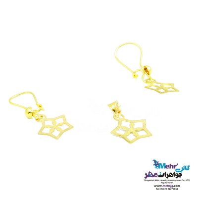 نمای دوم نیم ست طلا - آویز و گوشواره - طرح ستاره