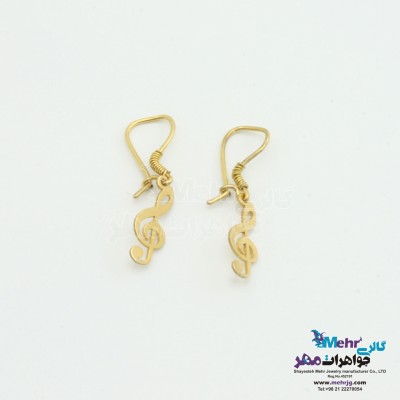 نمای دوم گوشواره طلا - طرح نت موسیقی