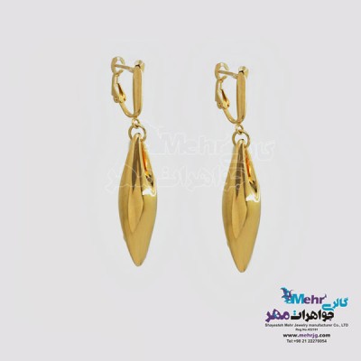 نمای دوم گوشواره طلا - طرح هندسی - بیضی