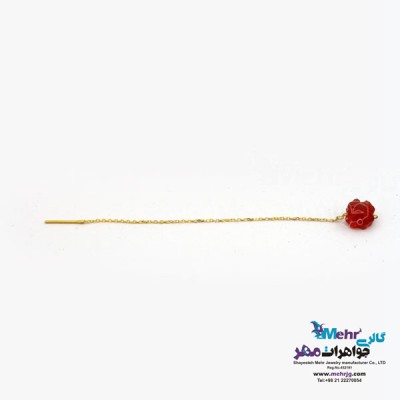 نمای دوم گوشواره طلا - سنگ سواروسکی گل