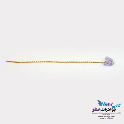 نمای دوم گوشواره طلا - سنگ سواروسکی پروانه