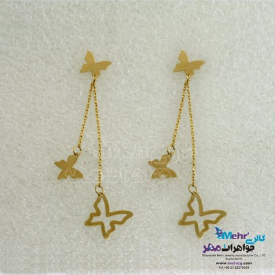 نمای دوم گوشواره طلا - طرح پروانه