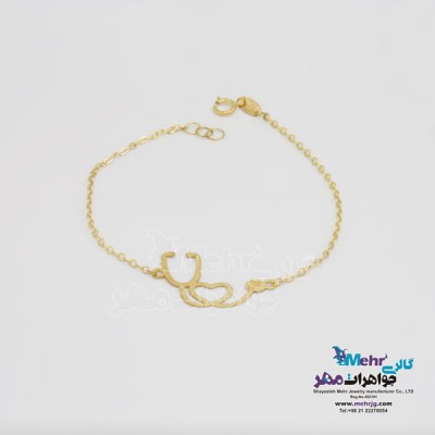 نمای دوم دستبند طلا - طرح گوشی پزشکی
