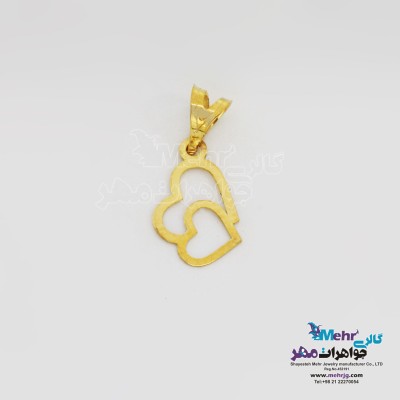 نمای دوم آویز طلا - طرح دو قلب