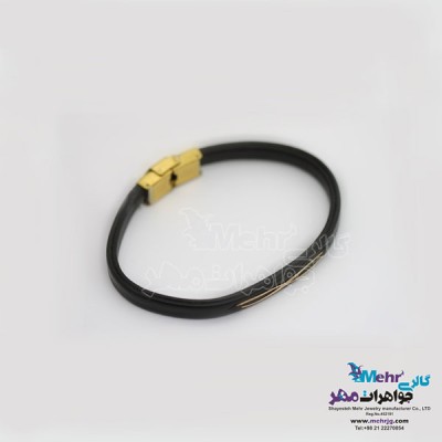 نمای دوم دستبند طلا و چرم - طرح بینهایت