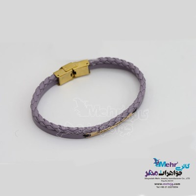 نمای دوم دستبند طلا و چرم - طرح بینهایت