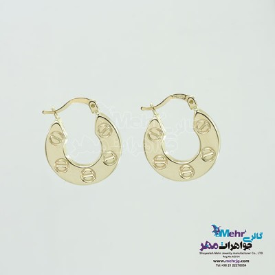 نمای دوم گوشواره حلقه ای طلا - طرح کارتیه