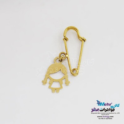 نمای دوم سنجاق سینه طلا - طرح دختر بچه