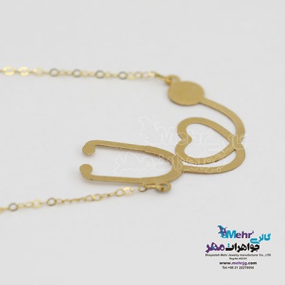 نمای دوم گردنبند طلا - طرح گوشی پزشکی