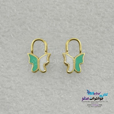 نمای دوم گوشواره طلا - طرح پروانه
