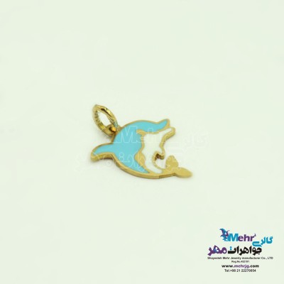 نمای دوم آویز طلا - طرح دلفین