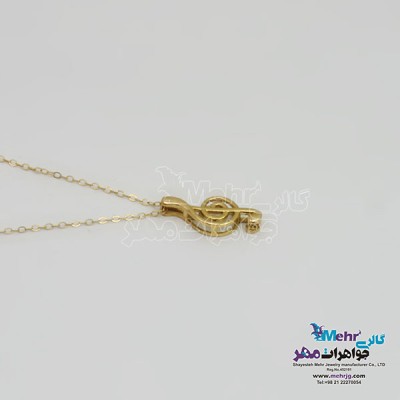نمای دوم گردنبند طلا - طرح نت موسیقی