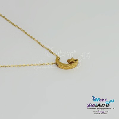 نمای دوم گردنبند طلا – طرح ماه و ستاره