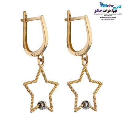 نمای دوم گوشواره گیره ای طلا - طرح ستاره