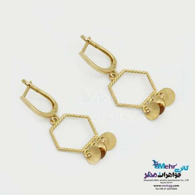نمای دوم گوشواره گیره ای طلا - طرح هندسی