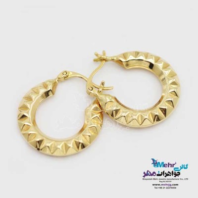 نمای دوم گوشواره گیره ای طلا - طرح چرخ دنده