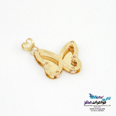نمای دوم آویز طلا - طرح پروانه