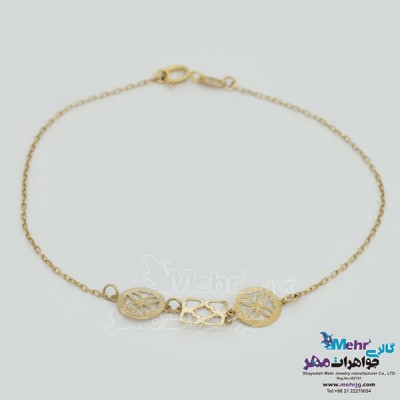 نمای دوم دستبند طلا - طرح گل