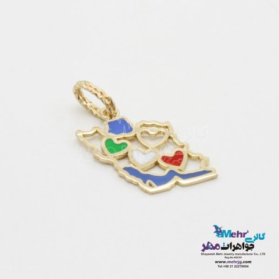 نمای دوم آویز طلا - طرح نقشه ی ایران