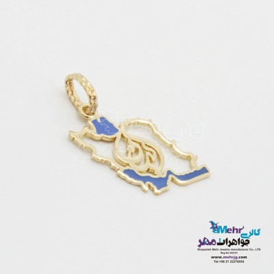 نمای دوم آویز طلا - طرح نقشه ی ایران