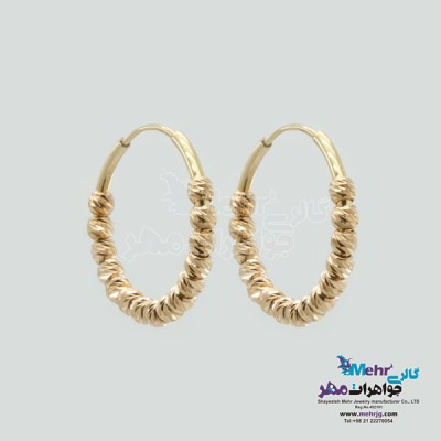 نمای دوم گوشواره حلقه ای طلا - طرح گوی تراش