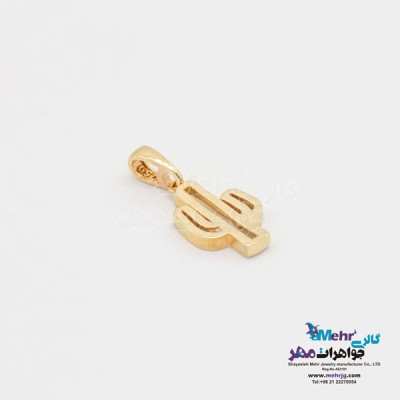 نمای دوم آویز طلا - طرح کاکتوس