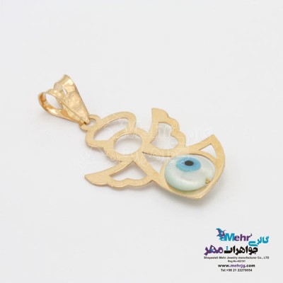 نمای دوم آویز طلا - طرح فرشته و چشم نظر