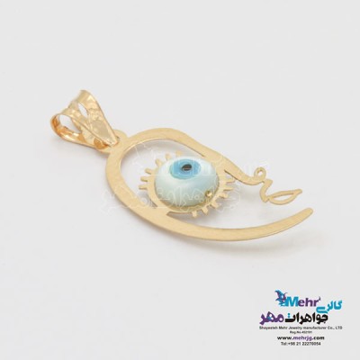 نمای دوم آویز طلا - طرح نیم رخ