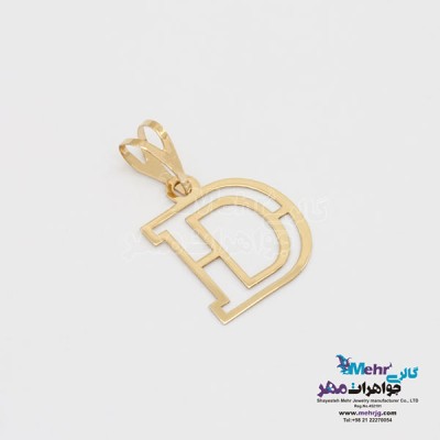 نمای دوم آویز طلا - طرح حروف لاتین D