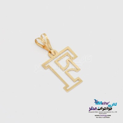نمای دوم آویز طلا - طرح حروف لاتین F