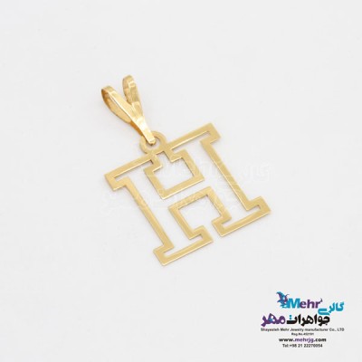 نمای دوم آویز طلا - طرح حروف لاتین H