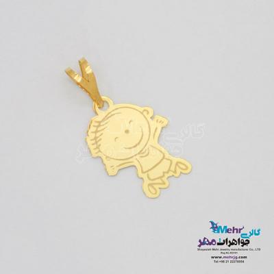 نمای دوم آویز طلا - طرح کودک شاد
