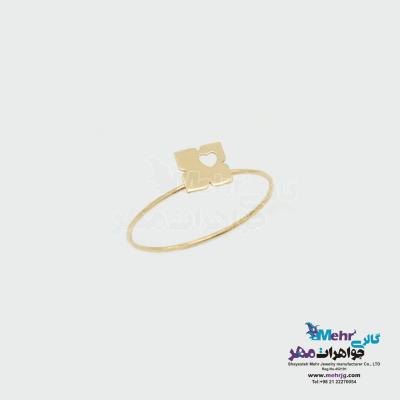 انگشتر طلا - طرح مربع و قلب
