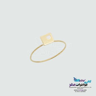 انگشتر طلا - طرح مربع و قلب