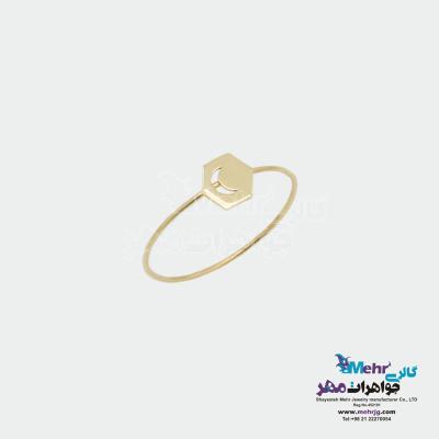 انگشتر طلا - طرح شش ضلعی و ماه