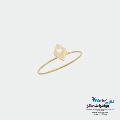 انگشتر طلا - طرح لوزی و قلب