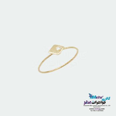 انگشتر طلا - طرح لوزی و ستاره