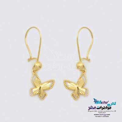 نمای دوم گوشواره طلا - طرح پروانه
