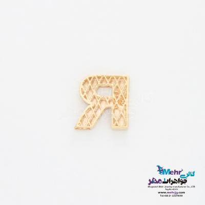 نمای دوم آویز طلا - طرح حروف لاتین R