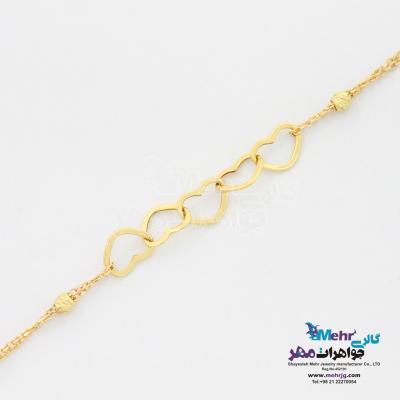 دستبند طلا - طرح هارت لینک و گوی تراش
