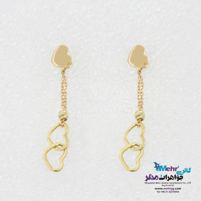 گوشواره طلا - طرح هارت لینک و گوی تراش