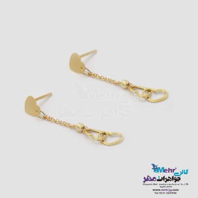 نمای دوم گوشواره طلا - طرح هارت لینک و گوی تراش