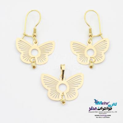 نیم ست طلا - طرح پروانه