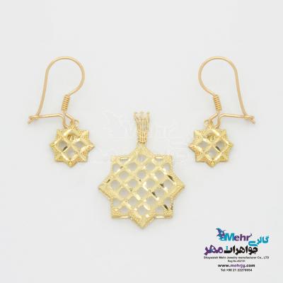 نیم ست طلا - طرح هندسی تراش